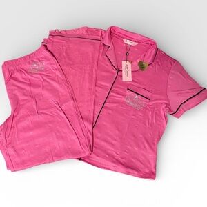 Juicy Couture Pink Pajama Set with Black Piping